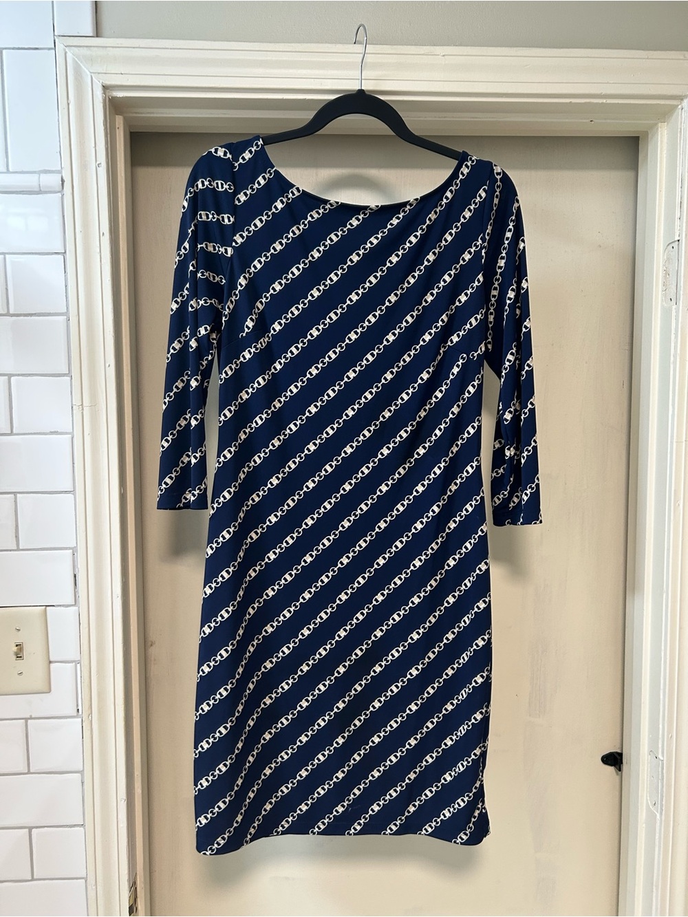 Lauren Ralph Lauren Women’s Navy Chain-Print Sheath Dress